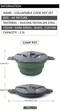 [Camping Collapsible Cook Pot] Collapsible Camping Cook Pot, Portable Cookware for Outdoor Hiking - Seeds-or-Survival