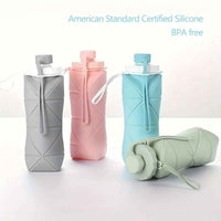 Foldable Silicone Water Bottle - Portable, Leak-Proof, Reusable For Travel, Gym, Camping, Hiking