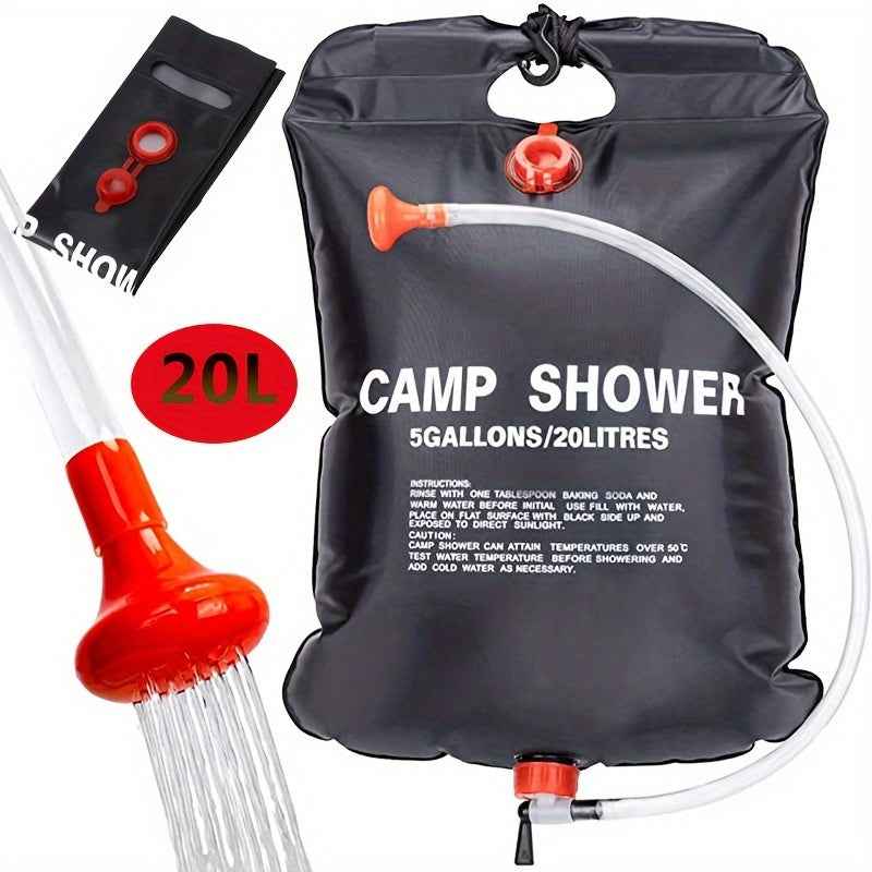 20L Portable Camping Shower Bag With Removable Hose & On-off Switchable Shower Head, Perfect For Outdoor Camping & Traveling