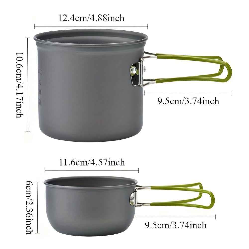1pc Camping Cookware Kit With Stainless Forks Knives Spoons For Outdoor Camping, Picnic, Travel, Cooking