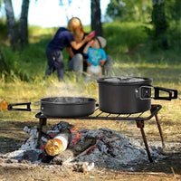 15pcs Camping Cookware Set - Non-Stick Aluminum Alloy, Includes Kettle, Frying Pan, Plates & Utensils for Outdoor Adventures