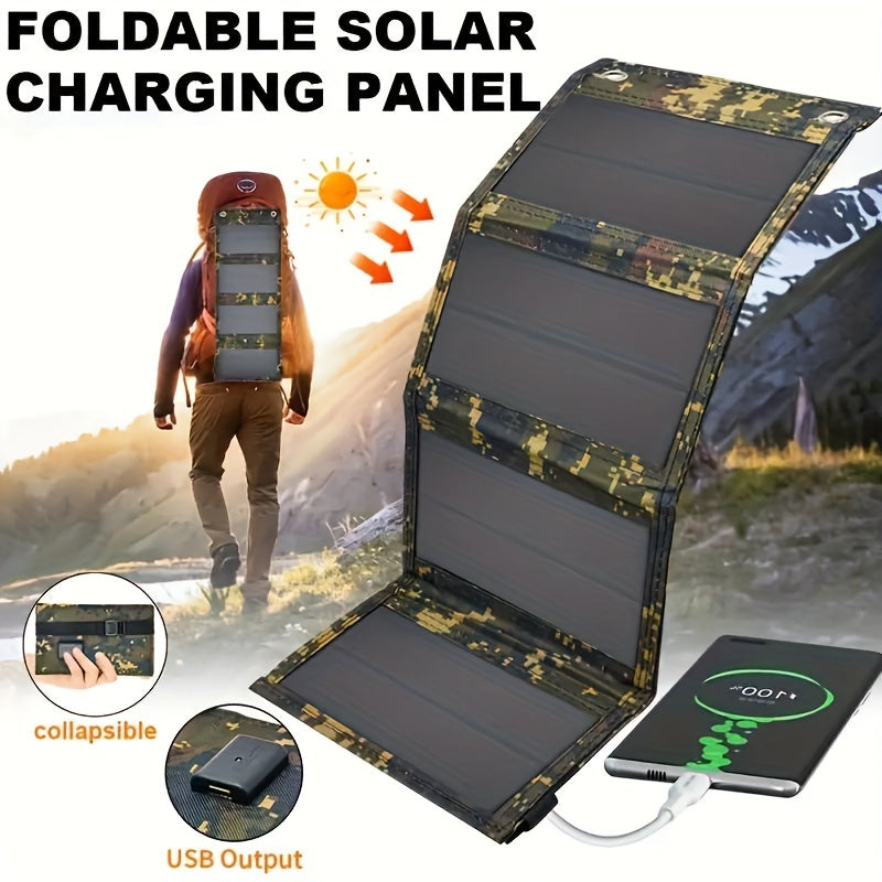 Sunant 10W Portable Folding Solar Charger Panel, 4-in-1 Compact Design, 5V High-Efficiency Durable Solar Power Bank for Camping,