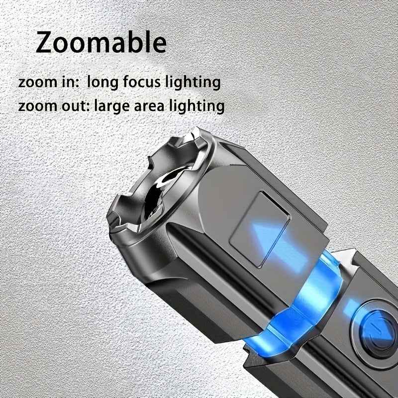 1pc Portable Zoom Flashlight - Powerful Outdoor Lighting for Household and Camping Use