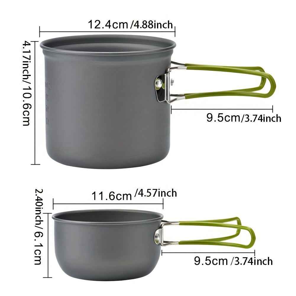 1pc Camping Cookware Kit With Stainless Forks Knives Spoons For Outdoor Camping, Picnic, Travel, Cooking
