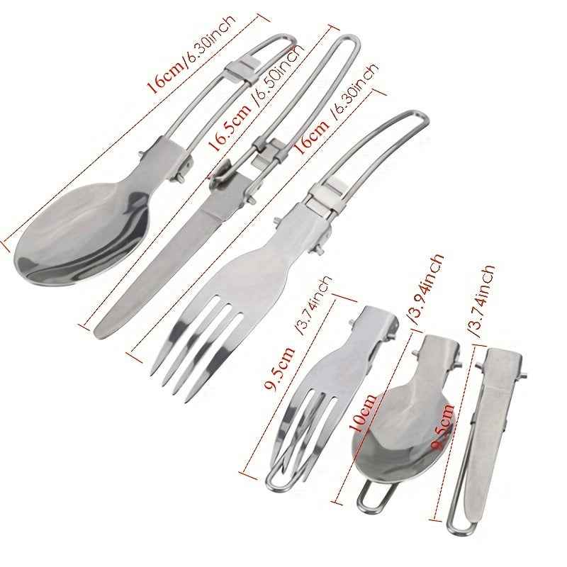 1pc Camping Cookware Kit With Stainless Forks Knives Spoons For Outdoor Camping, Picnic, Travel, Cooking