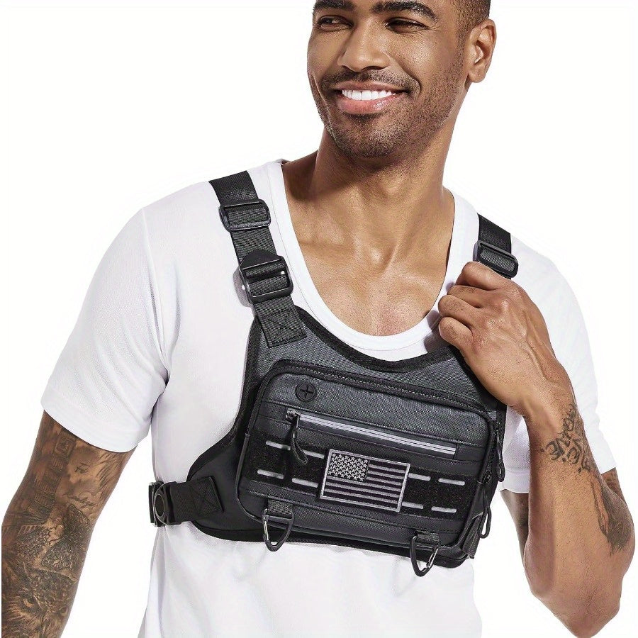 Chest Bag for Men and Women Running Vest Tactical Chest Bag Pack for Sports Outdoor (Black)