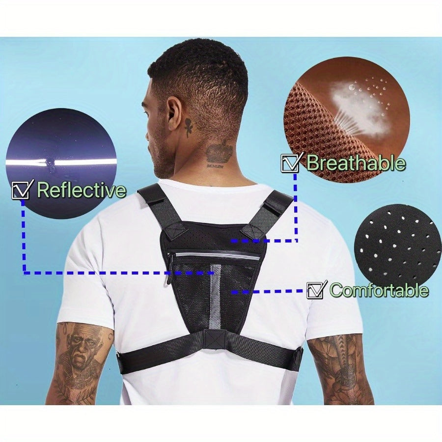 Chest Bag for Men and Women Running Vest Tactical Chest Bag Pack for Sports Outdoor (Black)