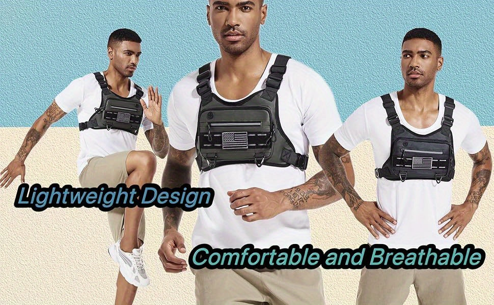 Chest Bag for Men and Women Running Vest Tactical Chest Bag Pack for Sports Outdoor (Black)