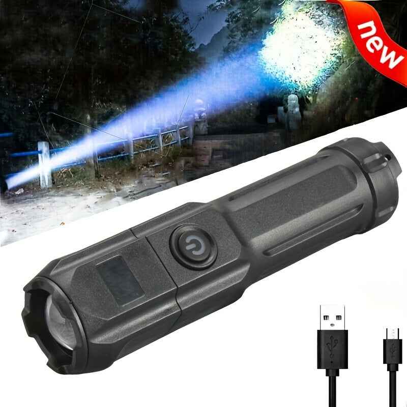 1pc Portable Zoom Flashlight - Powerful Outdoor Lighting for Household and Camping Use