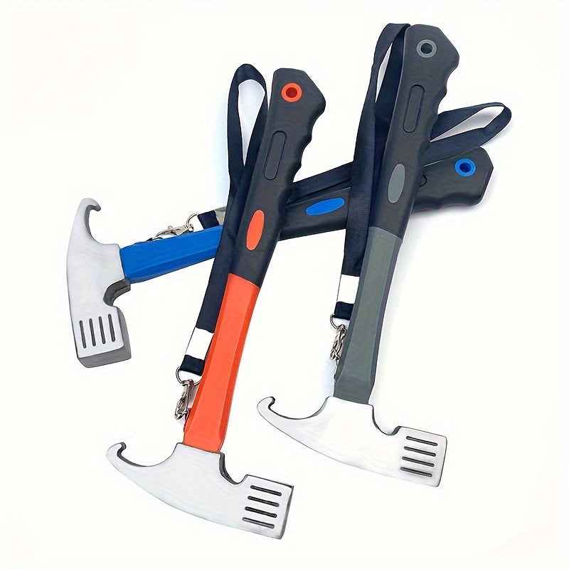Heavy-Duty Camping Hammer with Tent Stake Remover - Comfort Grip Handle - Secure Carrying Strap - Durable Carbon Steel Head for Outdoor Adventures