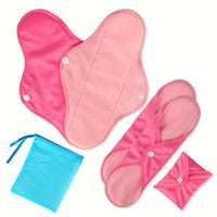 6pcs Reusable Sanitary Napkins Set - Ultra-Absorbent, Leak-Proof, and Misplacement-Proof Feminine Hygiene Products with Wings for Large Flow - Includes 1pc Storage Bag and Unscented Design for Comfortable and Convenient Menst