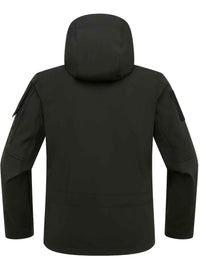 Chic Color Block Men's Windproof Long Sleeve Hooded Zip Up Jacket With Multi-pocket, Men's Outdoor Tactical Outwear For Fall Winter Hiking Camping Fishing