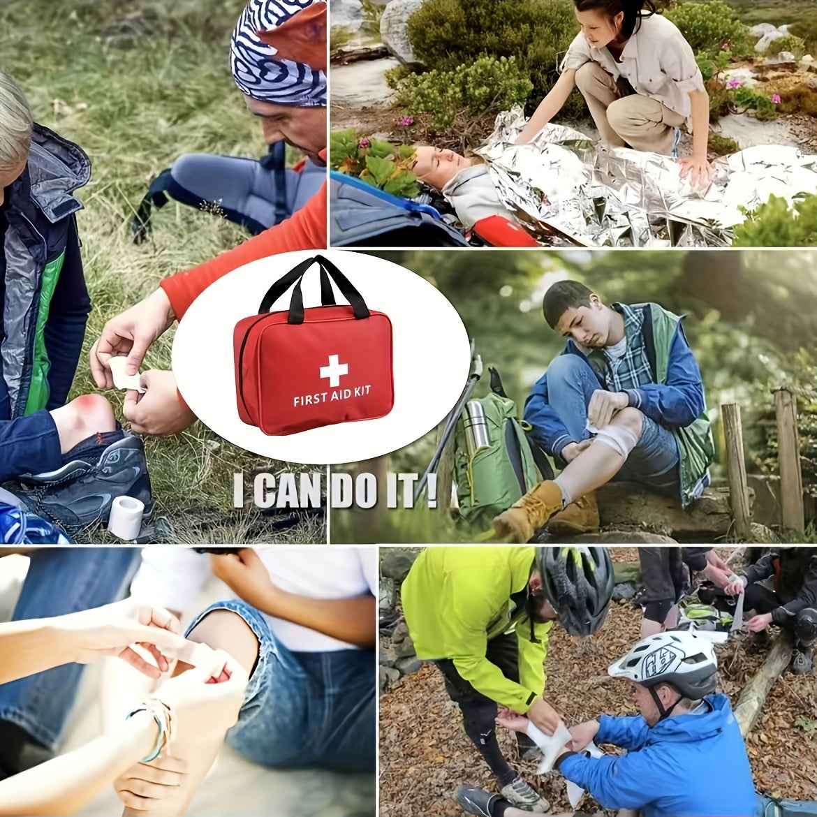27pcs/173pcs Multi-purpose Small/Large First Aid Kit: Portable Bag For Outdoor Hunting, Hiking, Camping And More - Including Emergency Supplies! Included Accessories