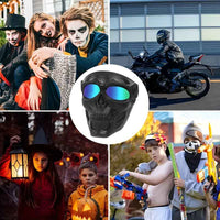 Skull Mask Full Face Protective Goggles - Windproof, Tactical Outdoor Cycling & Motorcycle Riding Eyewear With Drawstring Closure For Adults