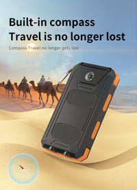 10000mAh/19800mAh/20000mAh Portable Solar Power Bank, Portable Solar Mobile Phone Charger, Camping External Battery Charger for Mobile Phones, 2 USB/ LED Flashlights with Compass