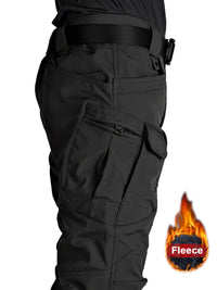 Warm & Durable Men's Tactical Pants - Fleece-Lined Polyester-Spandex Blend, Casual Style with Multiple Pockets & Adjustable Waistband for Winter Outdoor Activities - Seeds-or-Survival