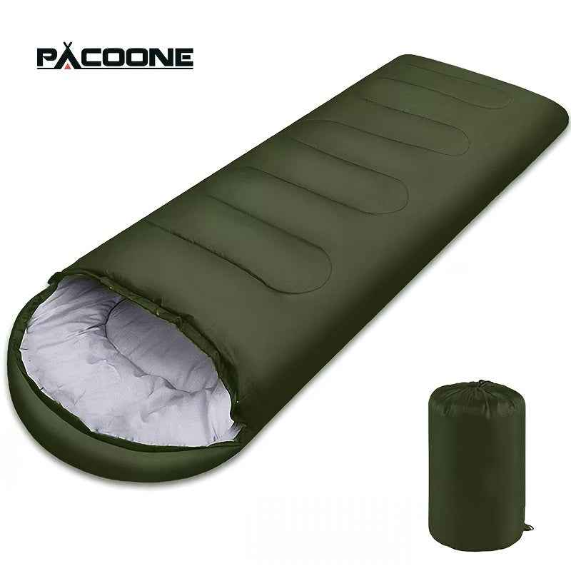 Pacoone Lightweight 4-Season Camping Sleeping Bag - Warm & Cold Envelope, Drawstring Closure, Durable Nylon, Ideal for Outdoor Travel & Hiking, Camping Accessories
