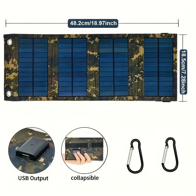 Sunant 10W Portable Folding Solar Charger Panel, 4-in-1 Compact Design, 5V High-Efficiency Durable Solar Power Bank for Camping,