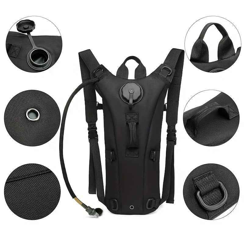 WUIING 3L Hydration Pack Backpack - Tactical Water Bag with Adjustable Straps, Large Capacity for Hiking, Biking, Running & Climbing, Black, Hiking Backpack