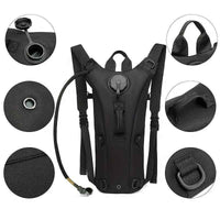 WUIING 3L Hydration Pack Backpack - Tactical Water Bag with Adjustable Straps, Large Capacity for Hiking, Biking, Running & Climbing, Black, Hiking Backpack