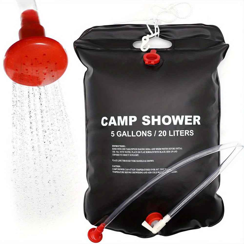 20L Portable Camping Shower Bag With Removable Hose & On-off Switchable Shower Head, Perfect For Outdoor Camping & Traveling