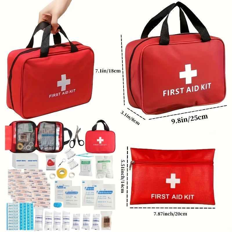 27pcs/173pcs Multi-purpose Small/Large First Aid Kit: Portable Bag For Outdoor Hunting, Hiking, Camping And More - Including Emergency Supplies! Included Accessories