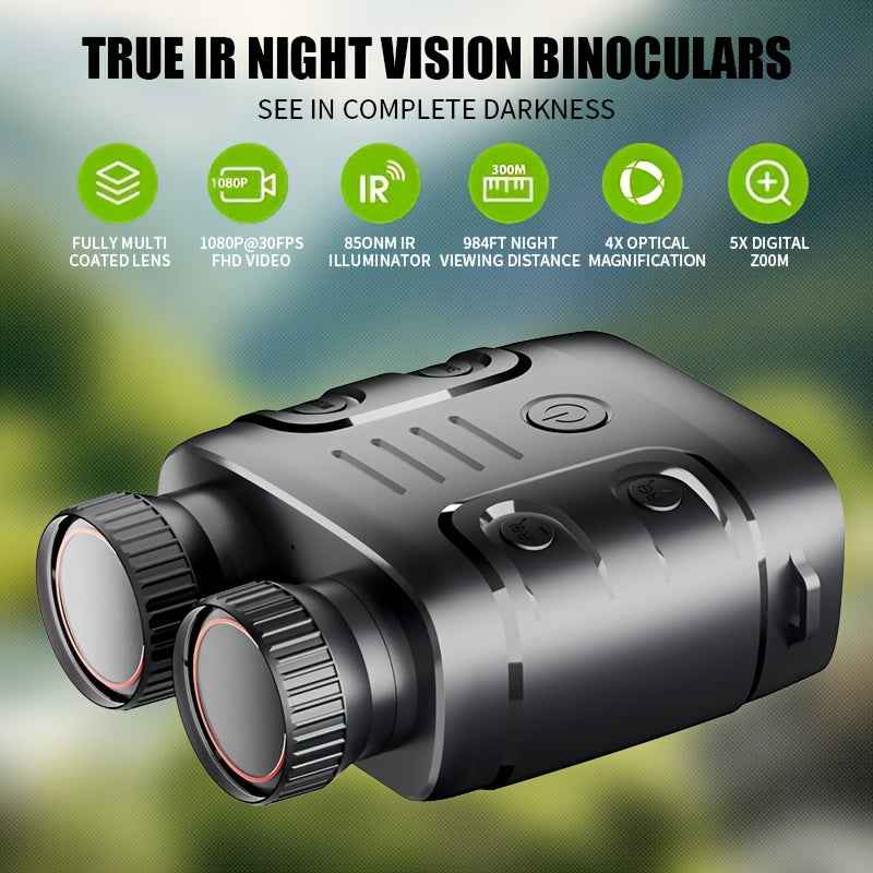 1pc R18 Infrared Night Vision Goggles, 1080p 7-Adjustment Night Vision Binoculars With 10x Digital Zoom, Small And Portable, Can Be Used For Travel And Camping, Etc., With Built-In Battery
