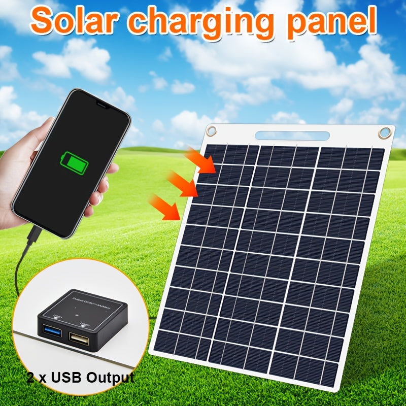 1pc Solar Panel with USB Port - Solar-Powered Charger, Lightweight & Portable Solar Power Bank for Camping, Hiking, Travel