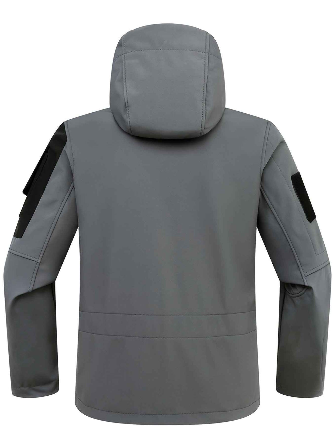 Chic Color Block Men's Windproof Long Sleeve Hooded Zip Up Jacket With Multi-pocket, Men's Outdoor Tactical Outwear For Fall Winter Hiking Camping Fishing