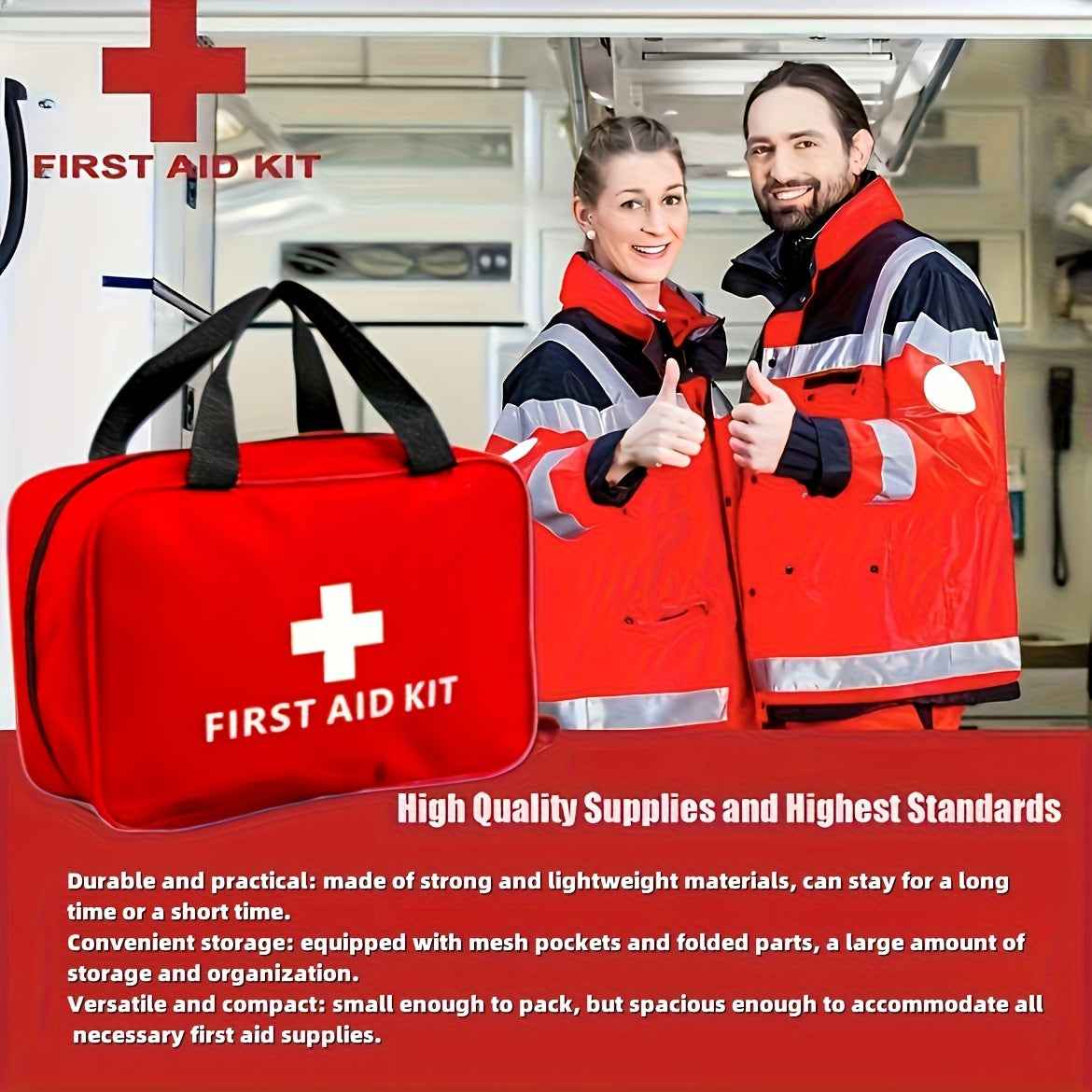 27pcs/173pcs Multi-purpose Small/Large First Aid Kit: Portable Bag For Outdoor Hunting, Hiking, Camping And More - Including Emergency Supplies! Included Accessories