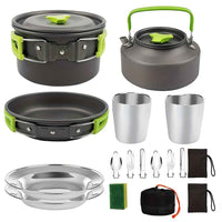 15pcs Camping Cookware Set - Non-Stick Aluminum Alloy, Includes Kettle, Frying Pan, Plates & Utensils for Outdoor Adventures