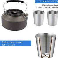 15pcs Camping Cookware Set - Non-Stick Aluminum Alloy, Includes Kettle, Frying Pan, Plates & Utensils for Outdoor Adventures