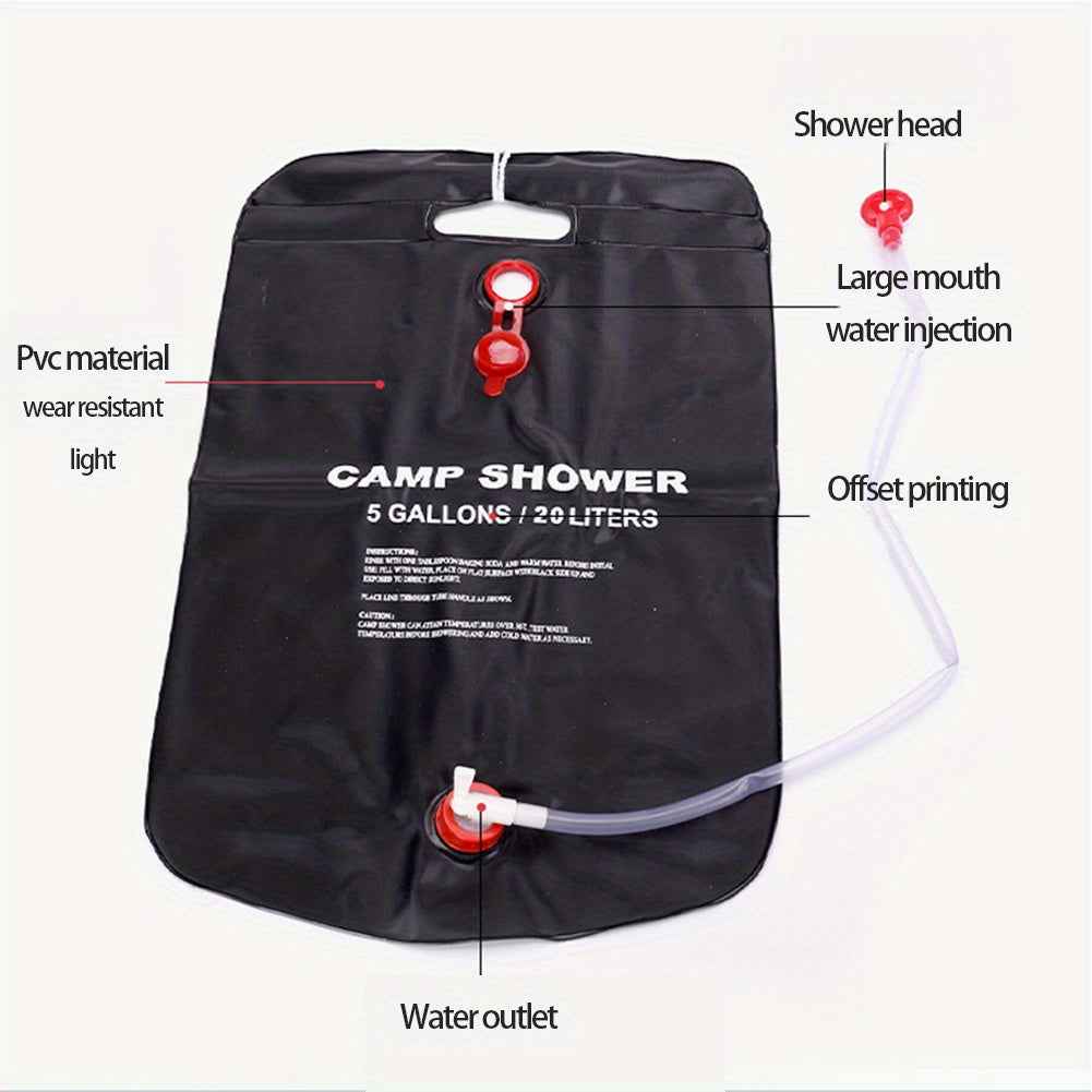 20L Portable Camping Shower Bag With Removable Hose & On-off Switchable Shower Head, Perfect For Outdoor Camping & Traveling