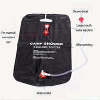 20L Portable Camping Shower Bag With Removable Hose & On-off Switchable Shower Head, Perfect For Outdoor Camping & Traveling