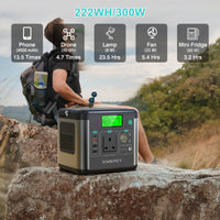 Portable Power Station, SWAREY Power Bank 222 Wh Lithium Batteries, 300W (Peak 600 W) AC Output, 65 W USB-C Port, Solar Power Bank For Camping, Travel, Fishing, Motorhome