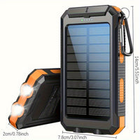 10000mAh/19800mAh/20000mAh Portable Solar Power Bank, Portable Solar Mobile Phone Charger, Camping External Battery Charger for Mobile Phones, 2 USB/ LED Flashlights with Compass