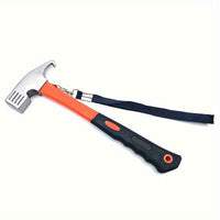 Heavy-Duty Camping Hammer with Tent Stake Remover - Comfort Grip Handle - Secure Carrying Strap - Durable Carbon Steel Head for Outdoor Adventures