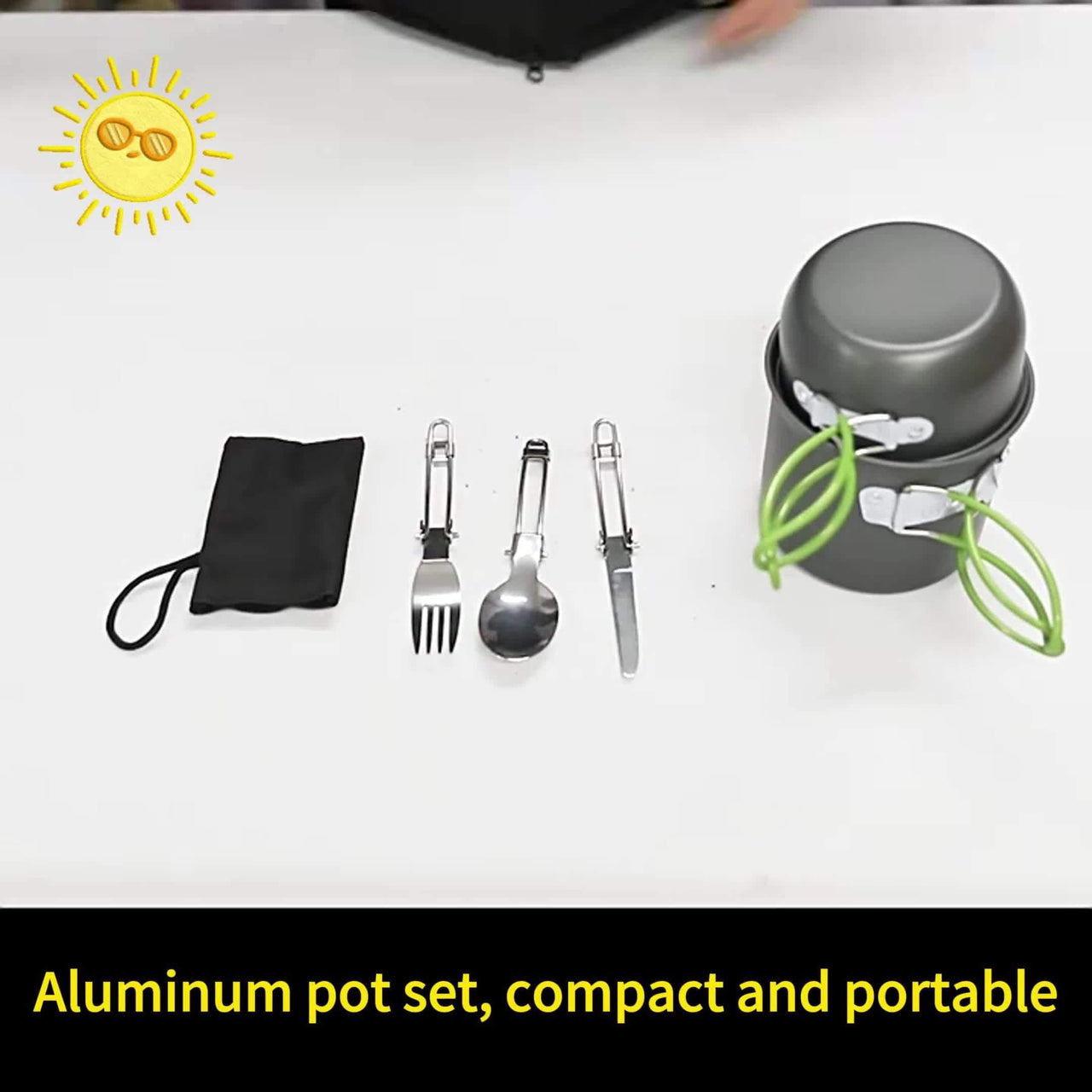 1pc Camping Cookware Kit With Stainless Forks Knives Spoons For Outdoor Camping, Picnic, Travel, Cooking - Seeds-or-Survival