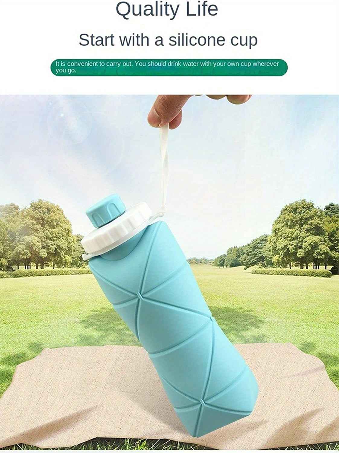 Foldable Silicone Water Bottle - Portable, Leak-Proof, Reusable For Travel, Gym, Camping, Hiking