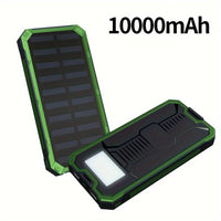1pc EcoPower 10000mAh Solar Power Bank with LED Light, Dual Output, Portable Charger with Voltage Display, USB & Battery Powered, Universal Compatibility, Rechargeable Lithium Polymer Battery