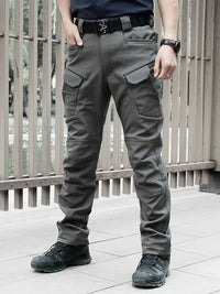 Warm & Durable Men's Tactical Pants - Fleece-Lined Polyester-Spandex Blend, Casual Style with Multiple Pockets & Adjustable Waistband for Winter Outdoor Activities - Seeds-or-Survival