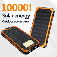 1pc EcoPower 10000mAh Solar Power Bank with LED Light, Dual Output, Portable Charger with Voltage Display, USB & Battery Powered, Universal Compatibility, Rechargeable Lithium Polymer Battery