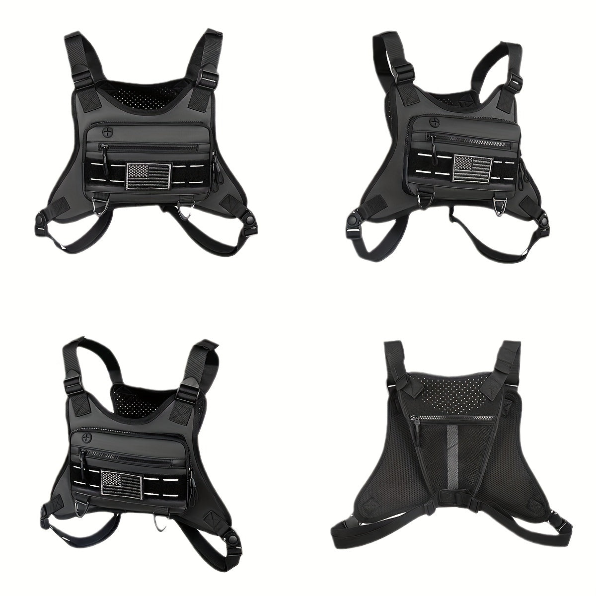 Chest Bag for Men and Women Running Vest Tactical Chest Bag Pack for Sports Outdoor (Black)