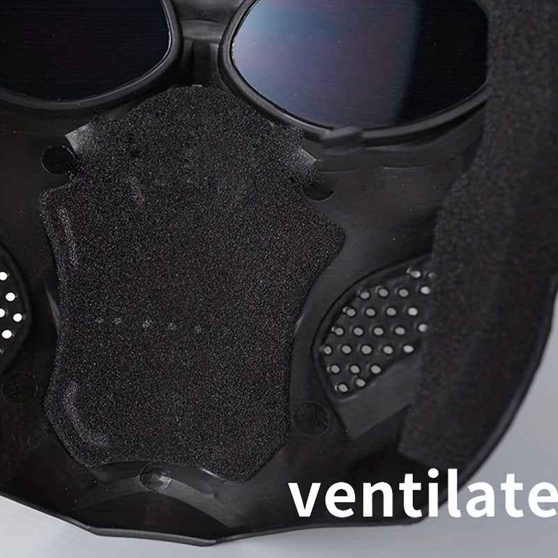 Skull Mask Full Face Protective Goggles - Windproof, Tactical Outdoor Cycling & Motorcycle Riding Eyewear With Drawstring Closure For Adults