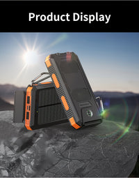 10000mAh/19800mAh/20000mAh Portable Solar Power Bank, Portable Solar Mobile Phone Charger, Camping External Battery Charger for Mobile Phones, 2 USB/ LED Flashlights with Compass