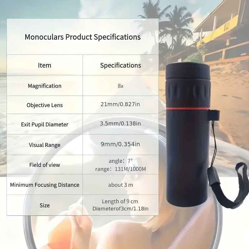1pc HD Magnification Monocular, 9.14cm High Power Telescope, Portable Single Tube Telescope, Suitable For Outdoor Camping, Hunting, Travel, Concerts, Fishing, Christmas Gift