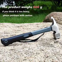 Heavy-Duty Camping Hammer with Tent Stake Remover - Comfort Grip Handle - Secure Carrying Strap - Durable Carbon Steel Head for Outdoor Adventures