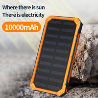 1pc EcoPower 10000mAh Solar Power Bank with LED Light, Dual Output, Portable Charger with Voltage Display, USB & Battery Powered, Universal Compatibility, Rechargeable Lithium Polymer Battery