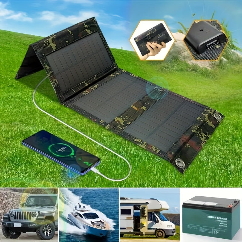 Sunant 10W Portable Folding Solar Charger Panel, 4-in-1 Compact Design, 5V High-Efficiency Durable Solar Power Bank for Camping,