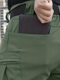 Warm & Durable Men's Tactical Pants - Fleece-Lined Polyester-Spandex Blend, Casual Style with Multiple Pockets & Adjustable Waistband for Winter Outdoor Activities - Seeds-or-Survival